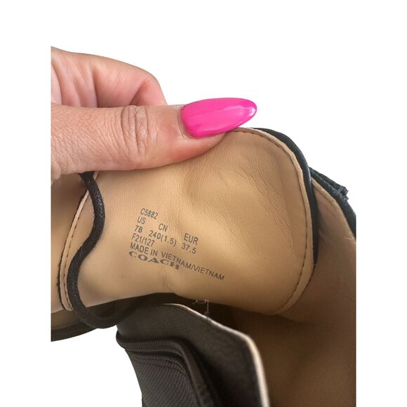 Coach Black Lace-Up Combat Boots with Chunky Heel - Picture 11 of 12